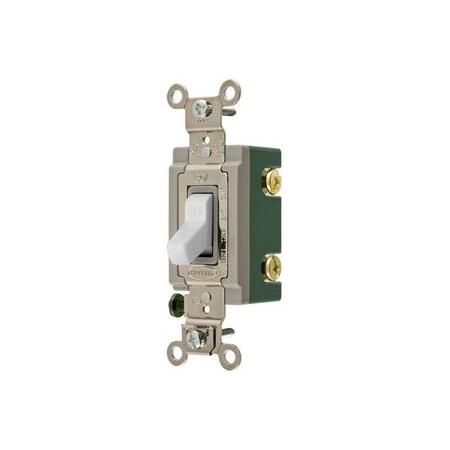 Hubbell Wiring Heavy Duty Industrial Toggle Switch, 30A 120/277V AC, Double Pole, Back & Side Wired HBL3032W