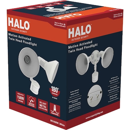 Halo White Motion Activated Incandescent Security Floodlight Fixture MS185RW