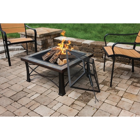 Outdoor Expressions 30'' Slate Square Steel Fire Pit FTB-013SB