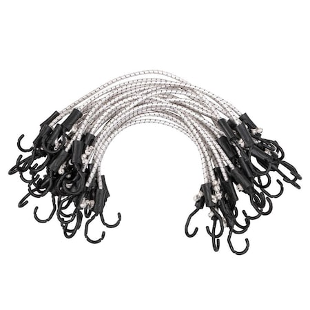 Mytee Products 24 in Heavy Duty Adjustable Bungee Cords with hook for Outdoor & Indoor, 25PK BUNGEE-ADJ51624