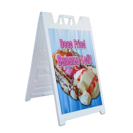Signmission Deep Fried Banana Split, A-Frame & 2 Decals Installed, Heavy-Duty Plastic Frame SBHD-D-2436-Deep Fried Banana Split