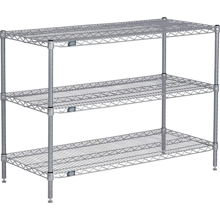 Global Industrial Nexel 3 Shelf, Nexelate Silver Epoxy Wire Shelving Unit, Starter, 72"W x 30"D x 34"H B3152031