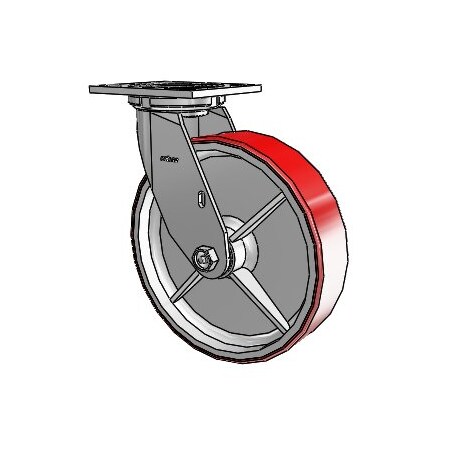 Colson 4 Series Swivel Plate Caster 4.08199.949.7 - Mold-On Polyurethane 8" Dia. 1250 Lb. Cap. 4.08199.949.7