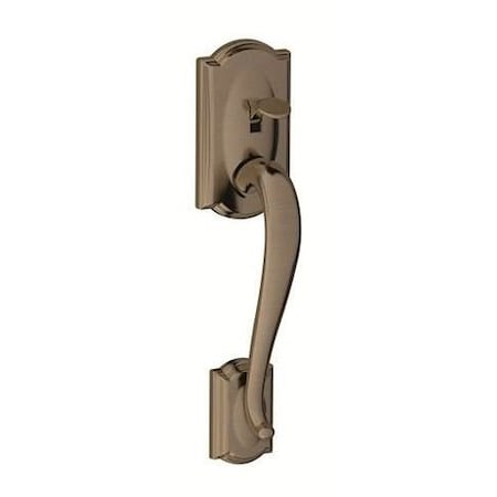 Schlage Residential Right Hand Camelot with Accent Lever Bottom Half Handleset with 16080 Latch and 10063 Strike FE285CAM620ACCRH
