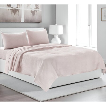 Homeroots Four Piece Champagne Pink Linen Sheet Set 520699