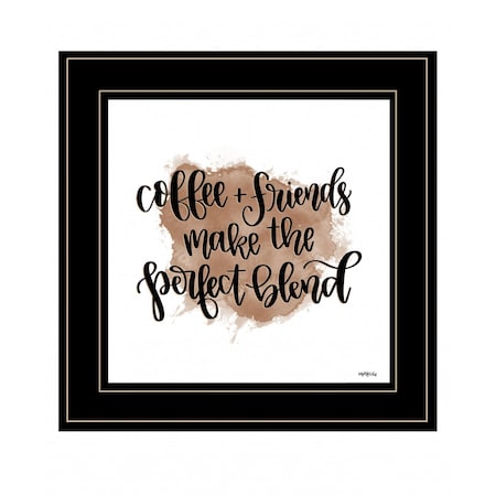 Homeroots Coffee and Friends 3 Black Framed Print Wall Art 407624