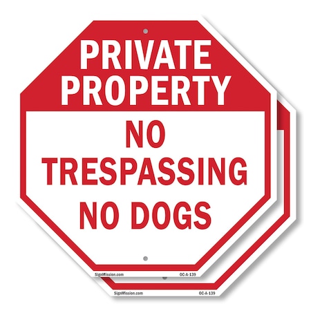 Signmission Private Property No Trespassing No, 10 inch X 10 inch, Aluminum Metal Signs, 2PK OC-A-2PACK-10-139
