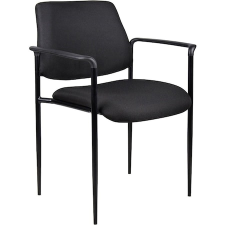 Boss Square Back Diamond Stacking Chair W/Arm In Black B9503-BK