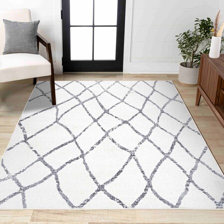 Jonathan Y Illi Moroccan Diamond Trellis Ivory/Gray 8 ft. x 10 ft. Area Rug MOH506A-8