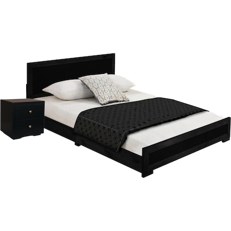 Homeroots Two Piece Black Solid and Manufactured Wood Bedroom Set 569368