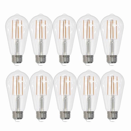 Bulbrite LED 7 Watt Dimmable ST18 Light Bulb, Clear, E26, 4000K (Cool White Light) 800lm, 10PK 862940