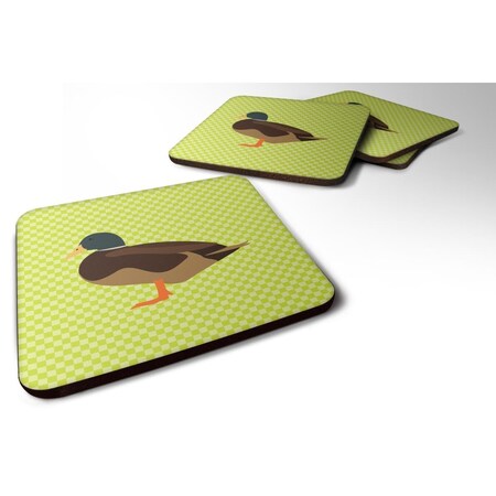 Carolines Treasures Silver Bantam Duck Green Foam Coaster, Set of 4 BB7693FC