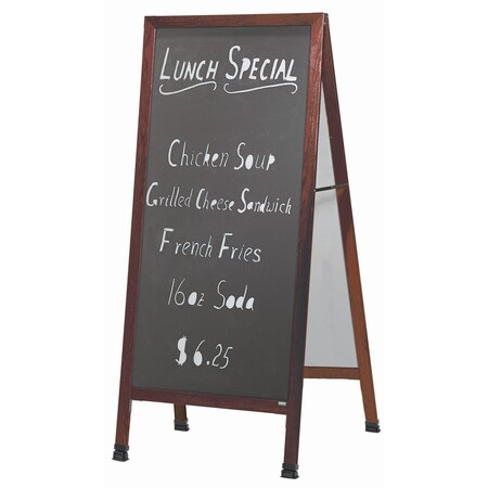 Aarco Extra Large A-Frame Sidewalk Board, Black Composition Chalkboard Solid Red Oak Frame, 68''Hx30''W MLA1B