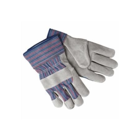 Mcr Safety Select Shoulder Split Cow Gloves, Large, B Select Cowhide, Blue w/Red Stripes, 12PK 127-1311