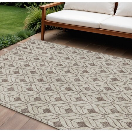 Homeroots 9' X 12' Brown And Beige Geometric Washable Indoor Outdoor Area Rug 595713