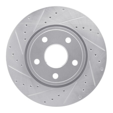 Dynamic Friction Co DFC Brake Rotor - Drilled and Slotted - Silver 631-42005L