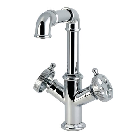 Kingston Brass Two-Handle Single-Hole Bathroom Faucet with Knurled Handle and Push Pop-Up Drain, Polished Chrome LS6301RKZ