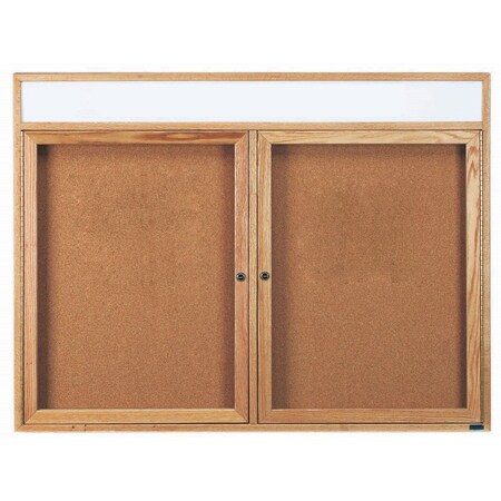 Aarco Enclosed Bulletin Board Red Oak Frame w/ a High Gloss Clear Lacquer Finish, 48''Hx72''W OBC4872RH