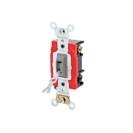 Leviton Locking Toggle Switch, 20 Amp, 120/277 Volt, Gray 1223-2GL
