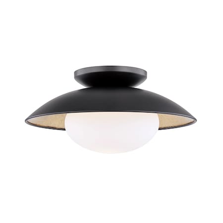Mitzi Cadence 1 Light Semi Flush 9.5 In. Black Lustro/Gold Leaf Combo H368601M-BLK/GL
