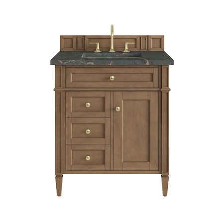 James Martin Vanities Brittany 30" Single Vanity, Pecan w/ 3 CM Parisien Bleu Silestone Top 655-V30-PCN-3PBL