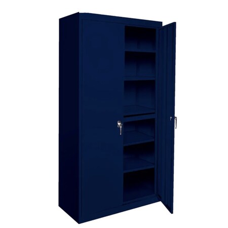 Steel Cabinets Usa Adjustable Storage Cabinet, 72 in H, 48 in W, 18 in D, Navy, 5 Shelves AAH-48RB-5-N