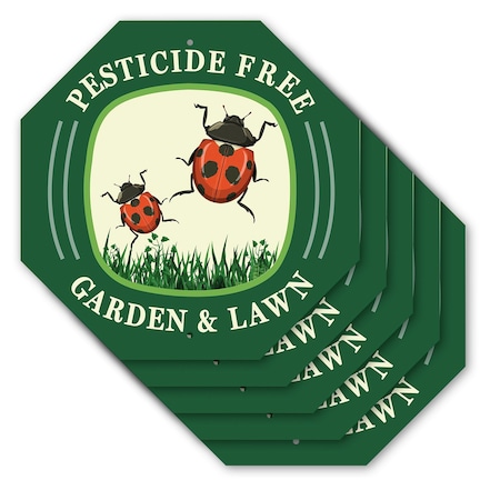 Signmission Pesticide Free Garden & Lawn, 10 inch X 10 inch, Aluminum Metal Signs, 5PK OC-A-5Pack-10-124