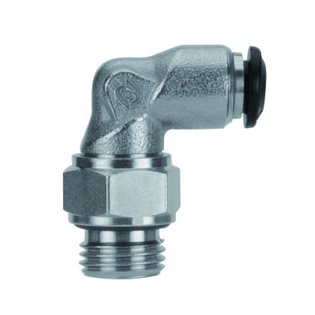 Usa Industrials Push to Connect Tube Fitting, Nickel Plated Brass w/ Plastic Release Ring, Male Elbow ZUSA-TF-PTC-NPBR-85