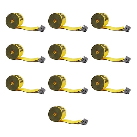 Mytee Products 4in X40ft Winch Straps Kinedyne w/Flat Hook, WLL 5400 Flatbed Tie Down Strap, 10PK WS440Kx10