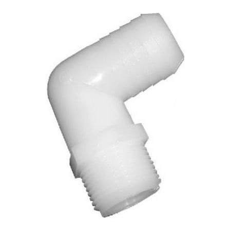 Anderson Metals Hose Elbow, 1/4 In, Barb, 3/8 In, Mpt, 150 Psi Pressure, Nylon 53720-0406