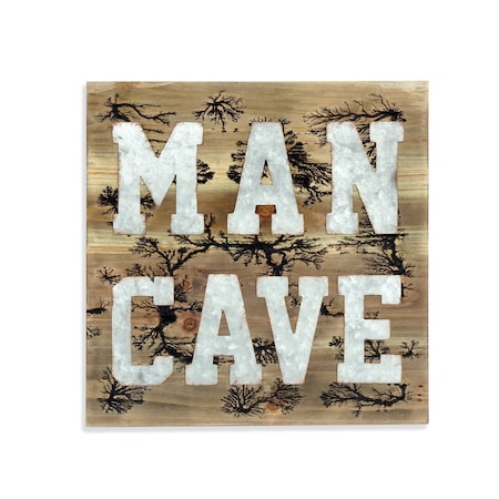 Homeroots 16" X 16" Brown And Gray Man Cave Wood And Metal Wall Decor 635992