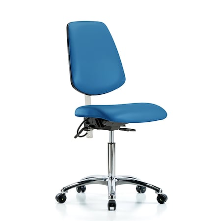 Blue Ridge Ergonomics Vin Med Ben Chair, Med, Bk, Blu, CL100/ESD, No Arms, 22" to 29" Height, Blue BR-NECR-VMBCH-MB-CR-T1-A0-NF-EC-ESDBLU