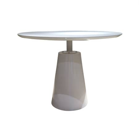 Homeroots 42" White Wood and Metal Pedestal Base Round Top Dining Table 555150