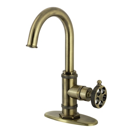 Kingston Brass Single-Handle Bar Faucet with Knurled Handle, Antique Brass KSD8503RKX
