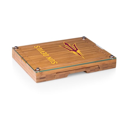 Picnic Time Family Of Brands NCAA Arizona State Sun Devils Concerto Glass Top Cheese Board and Knife Set 919-00-505-024-0