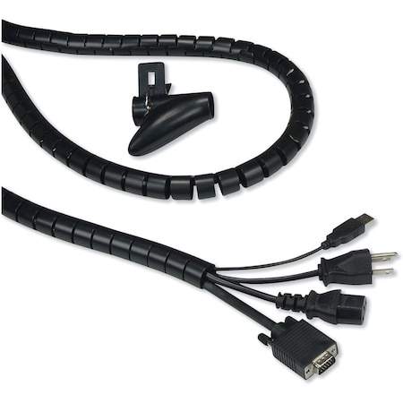 Innovera Cable Management Coiled Tube, 0.75" Dia x 77.5" Long, Black IVR39660