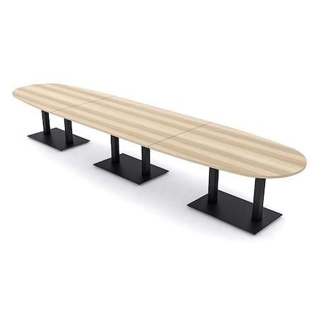 Skutchi Designs Boval Conference Table With Power Unit, 48 in W, 192 in L, Brown HAR-BOVL-48X192-DOU.BK-K525-NA