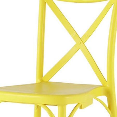 Homeroots Set of Four Yellow Heavy Duty Plastic Cross Back Dining Side Chairs 565180