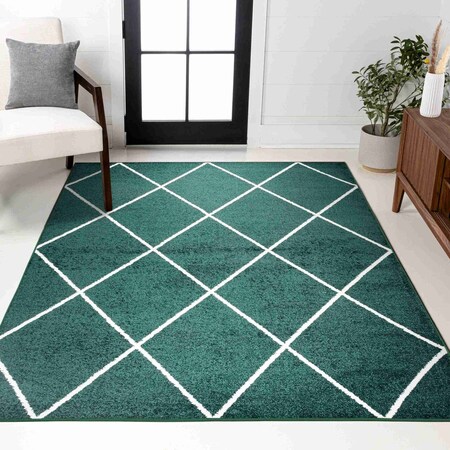 Jonathan Y Cole Minimalist Diamond Trellis Green/White 4 ft. x 6 ft. Area Rug SEU102D-4