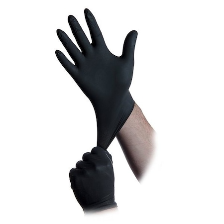 Atlantic Safety Products InTouch, Nitrile Disposable Gloves, 5 mil Palm , Nitrile, Powder-Free, L, 100 PK, Black LGB311-L