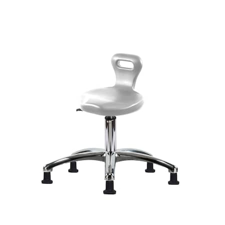 Blue Ridge Ergonomics Polyurethane Serpent Stool Chrome - Desk Height with Stationary Glides in Gray Polyurethane PSPDHSL-CR-RG-GRY