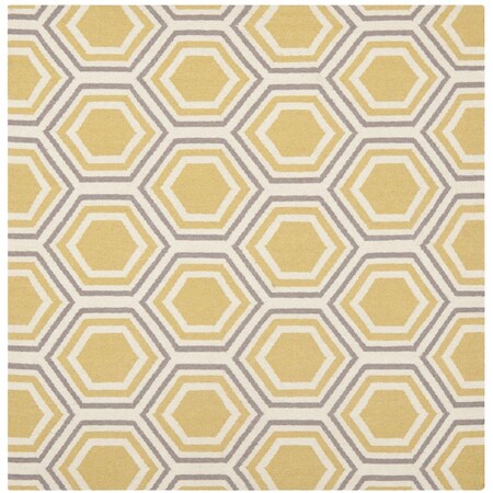 Safavieh Dhurries Hand Woven Flat Weave Square RugIvory & Yellow 6 x 6 ft. DHU202A-6SQ