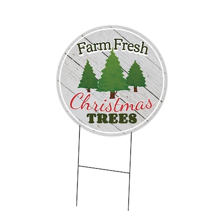 Signmission Farm Fresh Trees Double Sided Corrugated Plastic Circle Yard Sign, C-24-CIR-DS-WS-Farm Fresh Trees C-24-CIR-DS-WS-Farm Fresh Trees