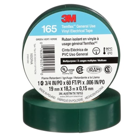 3M Temflex Vinyl Electrical Tape 165, 10PK 7100169430
