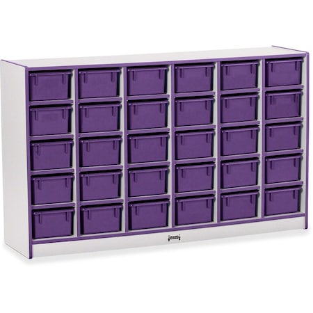 Jonti-Craft Rainbow Accents 30 Cubbie-Tray Mobile Storage, with Trays, Purple 0431JCWW004