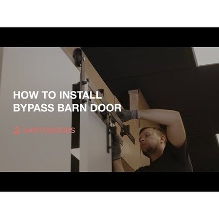 Sartodoors Sliding Closet Barn Bypass Doors 56 x 84 inches, Planum 0040 Matte Black with White Glass, Sturdy 6 PLANUM0040BBB-BLK-5684