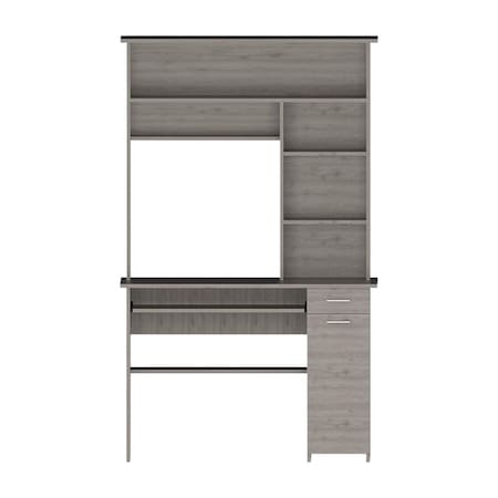 Homeroots 43" Light Gray Computer Desk With Hutch 403843