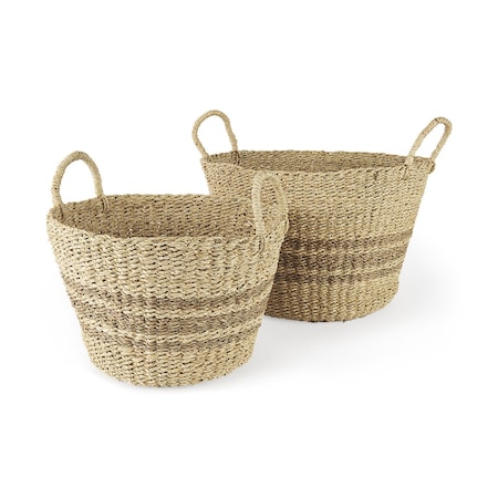 Homeroots Set of Two Brown Wicker Basket, 2PK 392170