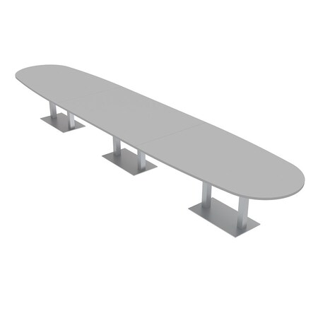 Skutchi Designs Boval Conference Table With Power Unit, 48 in W, 216 in L, Grey HAR-BOVL-48X216-DOU-U779-NA
