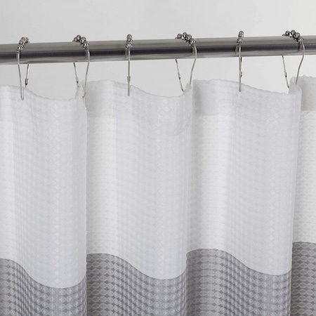 Homeroots 72" White And Gray Striped Shower Curtain 484075
